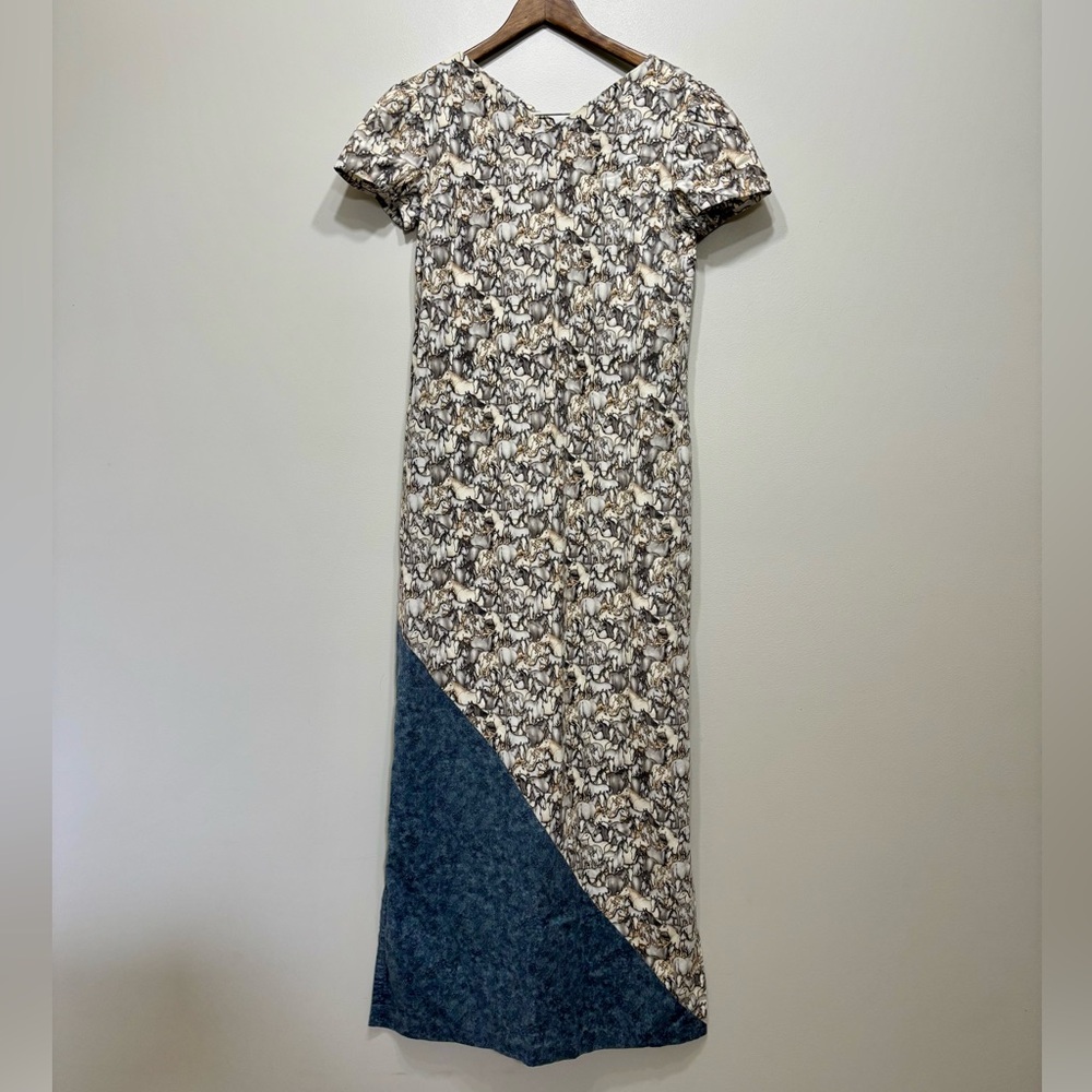 Vintage Horse Print Maxi Dress Handmade Western Equestrian Size 6 - Picture 9 of 9